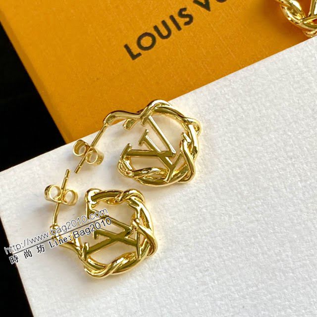 Louis Vuitton新款飾品 路易威登vintage線條纏繞耳環鎖骨鏈套裝 LV光面無痕系列項鏈耳釘套裝  zglv2220